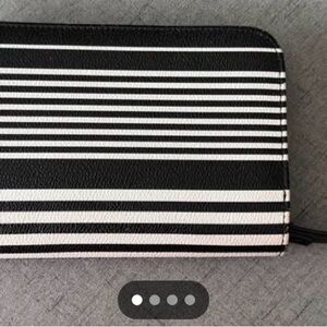 Vera Bradley Black and White Striped Zip Wristlet